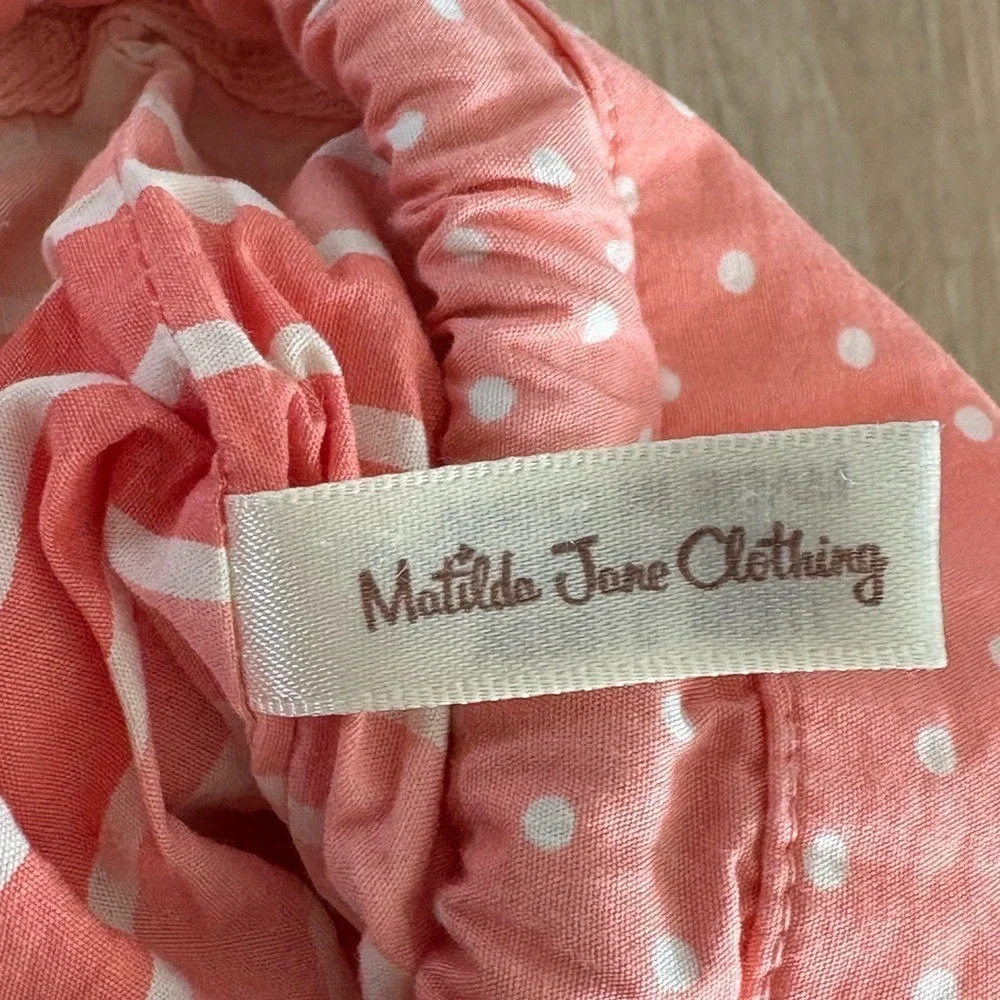 Matilda Jane In the Ruffles Drawstring Backpack Floral Polka Dot